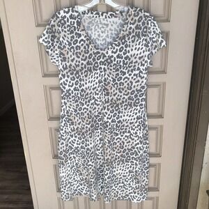 Marc New York T Shirt Dress SzM Animal Print Cream/Blk/Tan Comfy Used